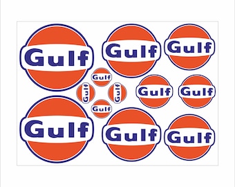 Gulf Racing Logo Sticker - 12 Piece Set - UV Printed Vinyl Car Sticker