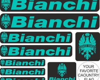 Bianchi Bike Decals – Waterproof Vinyl Stickers, Custom Name & Flag