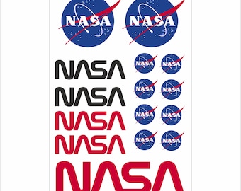 Hoja de calcomanías del logotipo de la NASA: calcomanías espaciales para auto, laptop y motocicleta - Vinilo con impresión UV