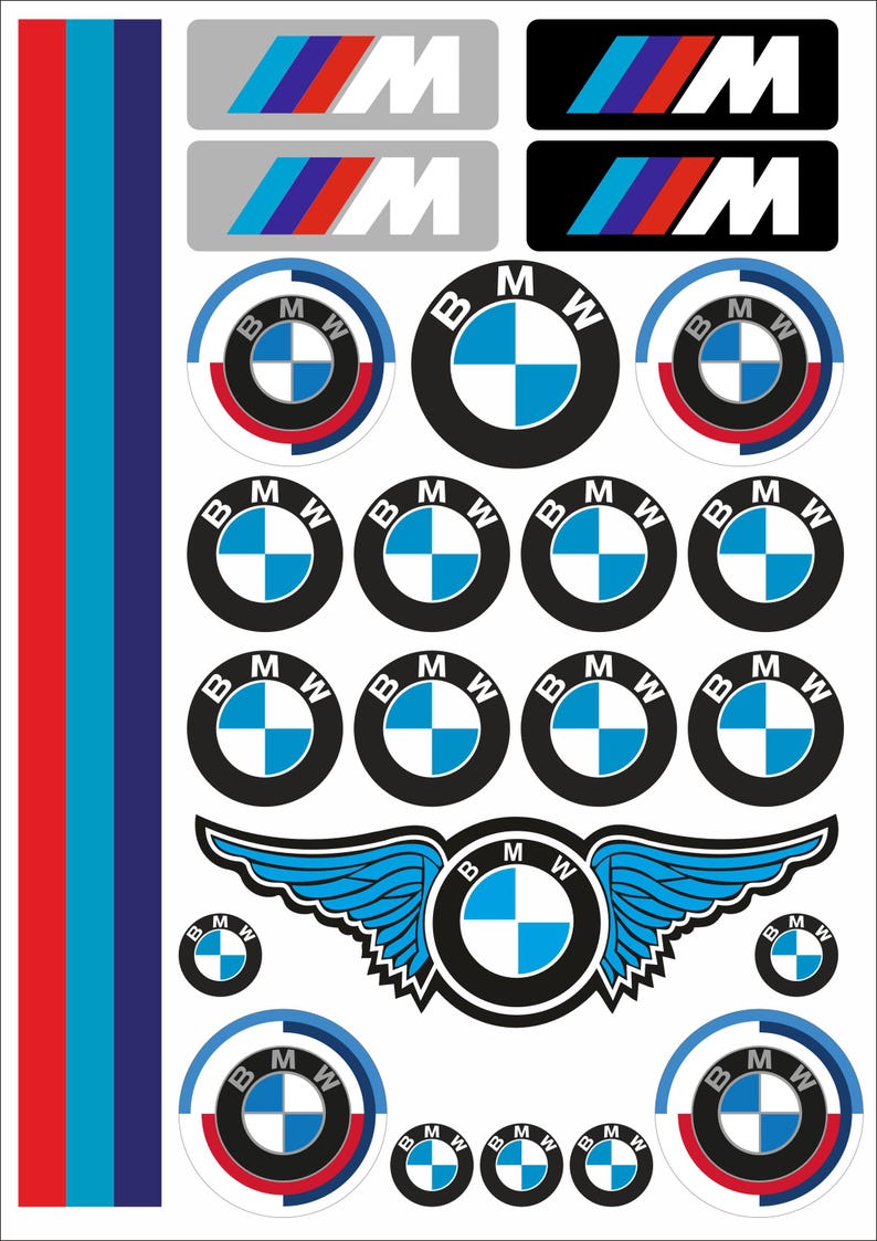 Bmw Lettering BMW Sticker Set–24x, Vinyl Decals, Bmw Emblem, Motorcycle, Car, Bike ...