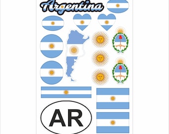 Argentina Sticker Set – 17 Vinyl Decals, Flag, Map, AR Code