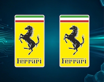 2x Ferrari Logo/Emblem Sticker Set – UV Printed Vinyl Sticker – Motorcycle, Car, Bicycle, Leptop
