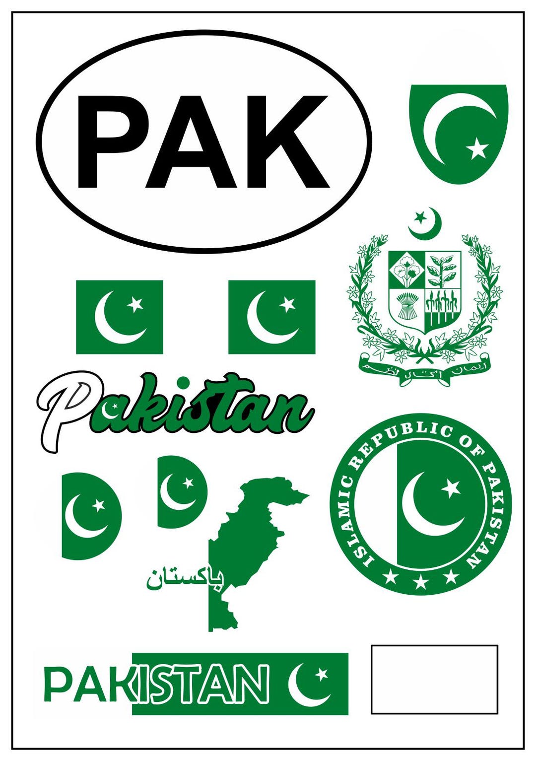 Pakistan 11x Sticker Flags and Maps Car Bike MOTORCYCLE Laptop Helmet ...