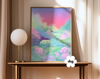 Lámina artística del Tigre del Zodiaco Chino / Arte mural para el Año Nuevo Lunar (Descarga digital)