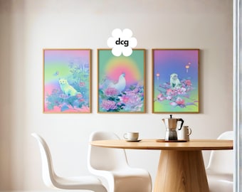 Chinese Zodiac Art Prints | Monkey, Rooster & Dog Lunar New Year Decor (Digital Download)