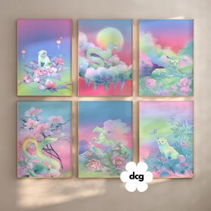 Chinese Zodiac Wall Art Prints Set of 6 | Lunar New Year (Digital Download)