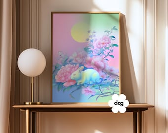 Chinese Zodiac Rabbit Art Print | Lunar New Year Wall Art (Digital Download)