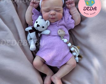 19 inch reborn-poppen - stoffen lijf met vinyl ledematen - levensechte pasgeboren baby, slapend kerstcadeau voor baby, meisje of jongen