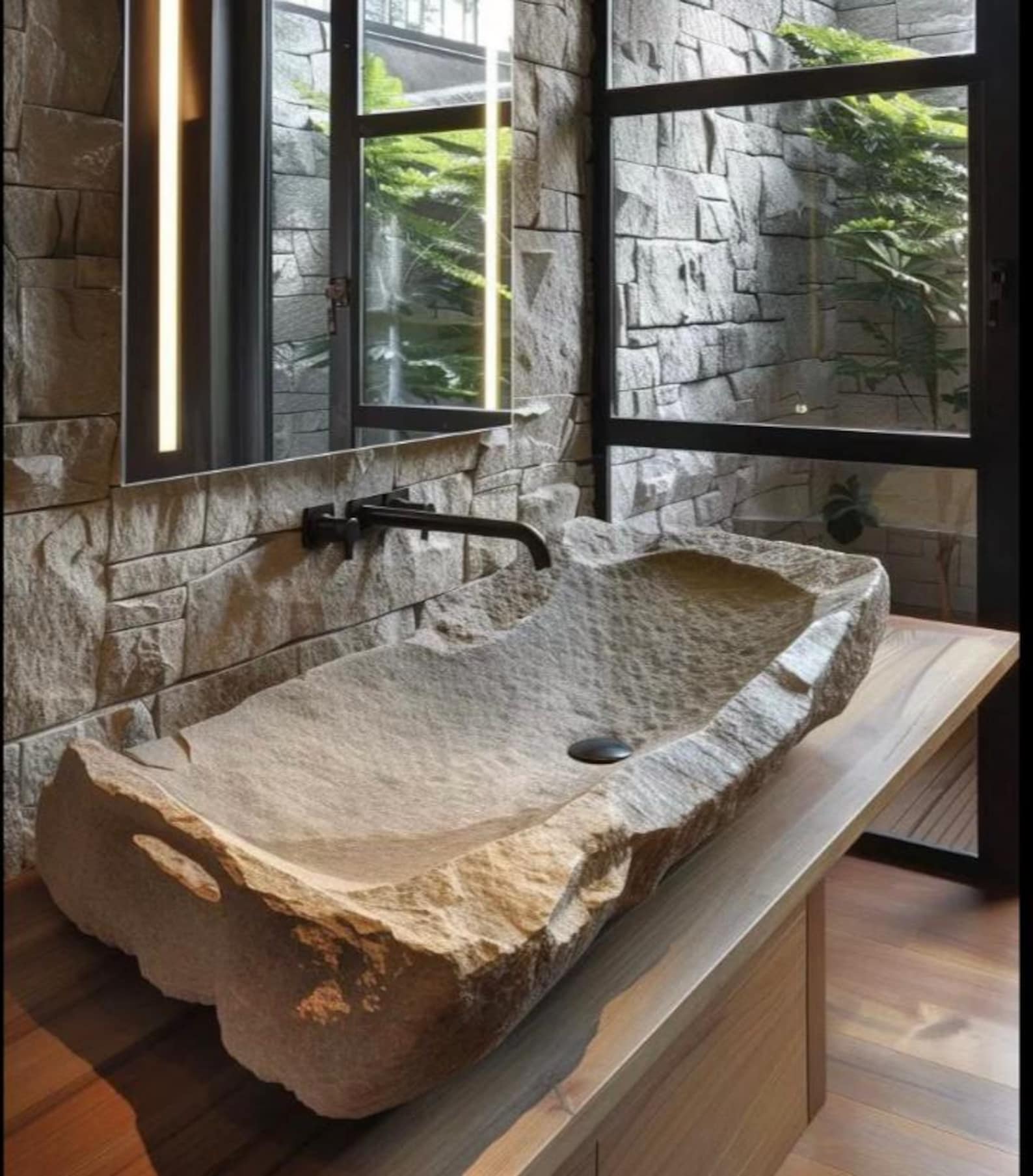 Hand-Carved Travertine Vessel Sink