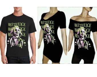 RECYCLED UPCYCLED Men's Women's top dress Shirt Tailored from licensed Beetlejuice Lydia Tim Burton sand worm Choose size and style