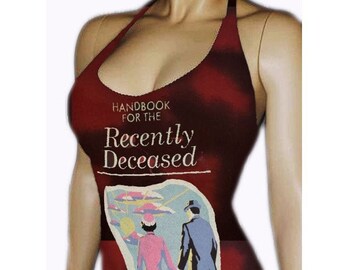 RECYCLED UPCYCLED Womens Top Tailored from licensed Beetlejuice Lydia Handbook of the Recently Deceased shirt Choose Size