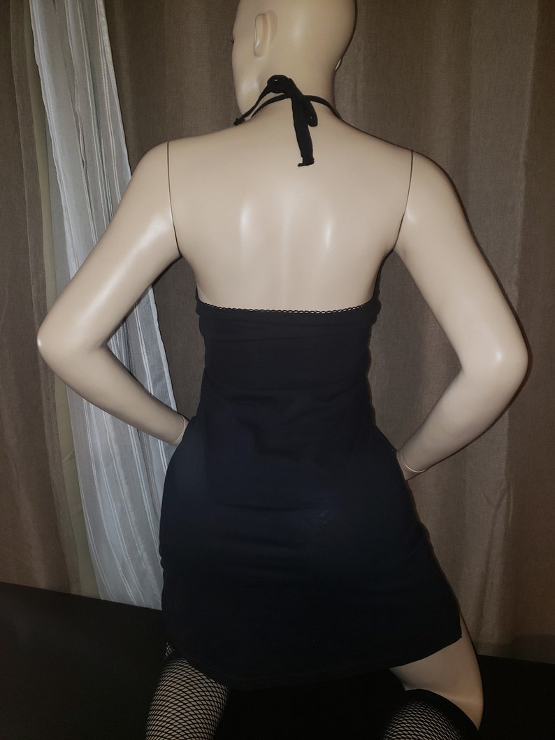 Ready to ship Recycled upcycled Halter top dress Tailored Made from licensed Deadpool queen deck of cards Wade Wilson mens shirt Size Small