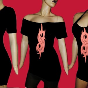 RECYCLED UPCYCLED Halter top dress Tailored Made from licensed Marvel Venom Carnage mens shirt size Small