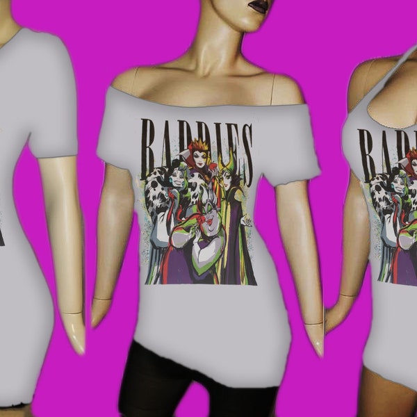 RECYCLED UPCYCLED Womens top Tailored from used licensed Disney Villains Ursula Evil Queen Cruella Maleficent shirt choose size and style