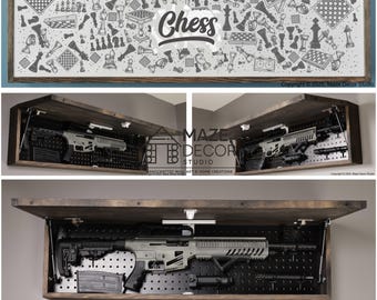 Chess Wall Art Secret Compartment | Vintage Chess Pieces Pattern Print