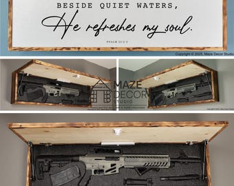 Quiet Waters Ausgabe | Rustikaler Versteckter Wandtresor | Handgemachter Christlicher Wandschrank
