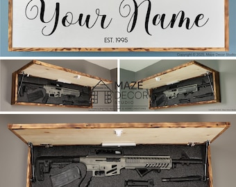 Personalized Hidden Wall Safe | “Family Name Edition” | Rustic Wall Art | Handmade Home Gift