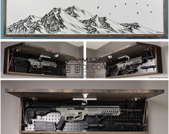 Rustic Hidden Wall Safe | “Mountain Peaks Edition” | Handmade Concealment Cabinet