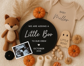 Editable Fall Pregnancy Announcement Template | Little Boo (Digital Download)