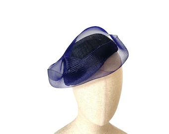 navy cocktail hat, hat for coronation UK, dressy summer hat for women, ladies occasion hat, stylish mini hat, formal hat ladies,
