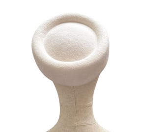 rounded pastel pillbox hat/ formal felt hat/  winter bridal hat/ felt wedding hat made in Israel