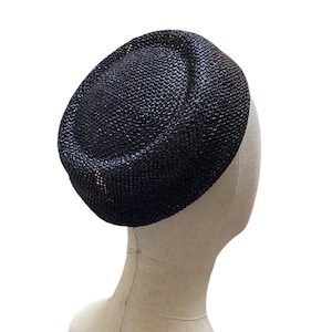 dark navy summer pillbox hat for large head/  straw Jackie style hat made in Israel