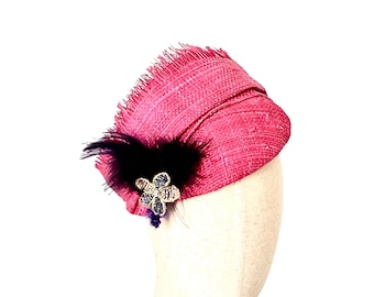 hot pink event hat/formal summer hat for women/  occasion hat/ Ascot hat, Shul fascinator UK/ wedding hat/ dress hat for church