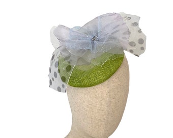 light green summer hat for women,  green occasion hat, stylish mini dress hat mother of the bride, wedding hat made in Israel