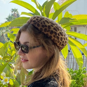 50s style leopard print pillbox hat, Meta Gala,animal print winter baret for women, zebra print Audrey hat,  Jackie hat felt pillbox hat UK