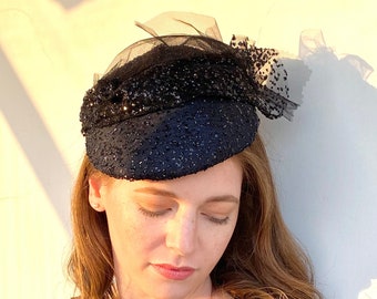 occasion hat for ladies, formal black hat for women, dressy hat for wedding,  mini bridal hat summer,  mother of the bride hat,  church hat