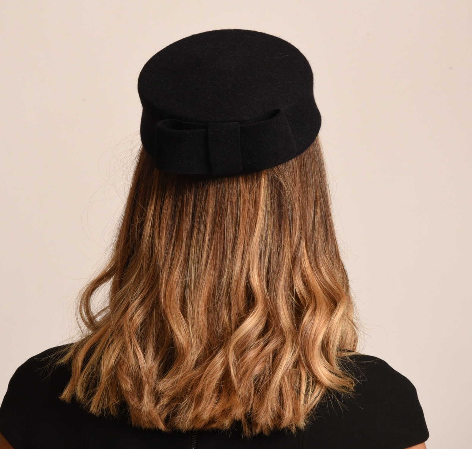 Black Pillbox Hat/ Winter Dress Hat/ Jackie O Hat/ 50s Hat/ Etsy