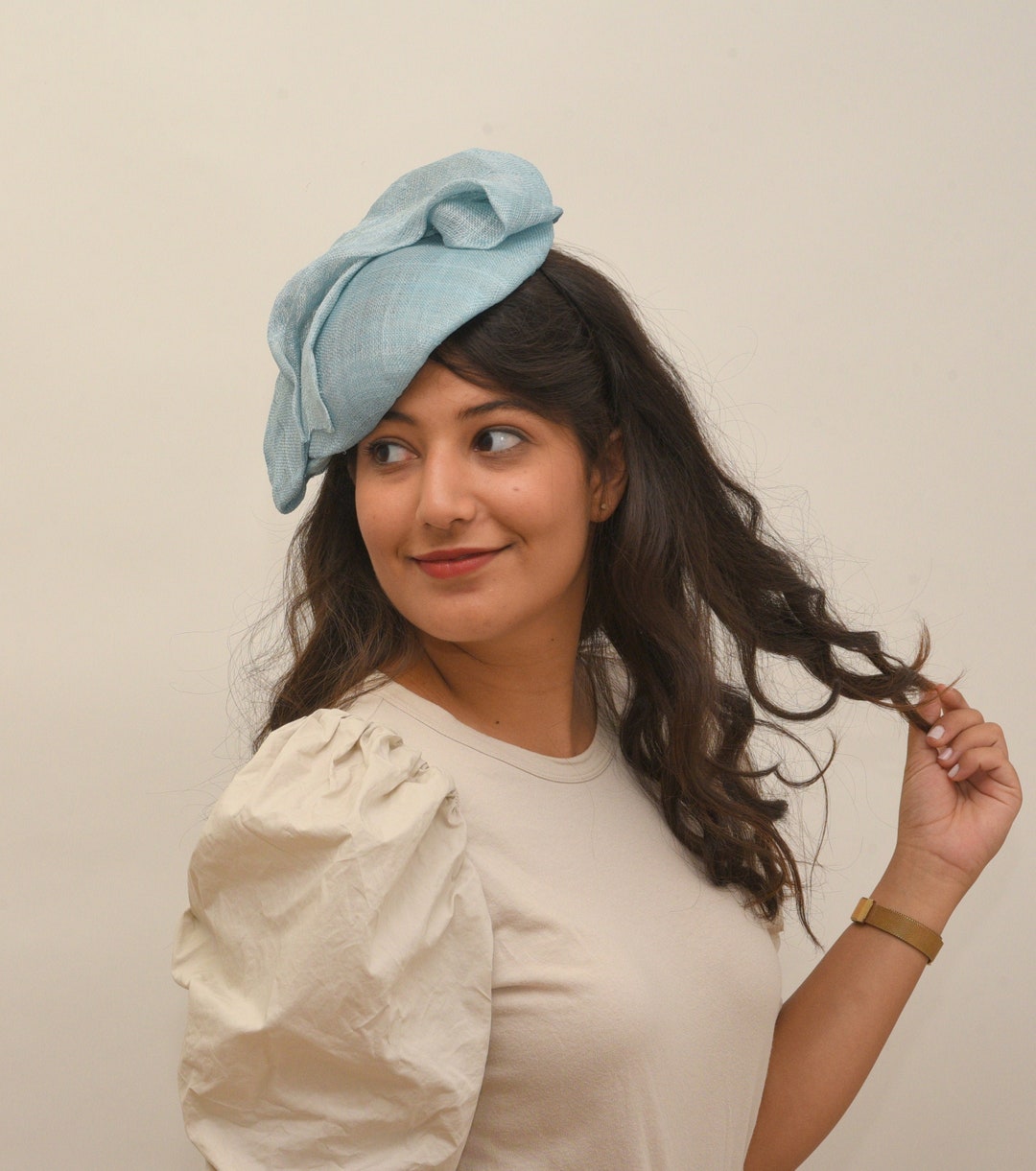 Formal Summer Hat/ Blue Cocktail Hat/ Pastel Dress Hat/ Light Blue Hat