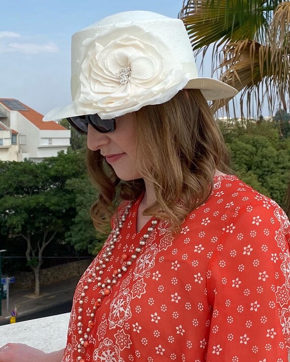 White Summer Hat/ White Boater for 