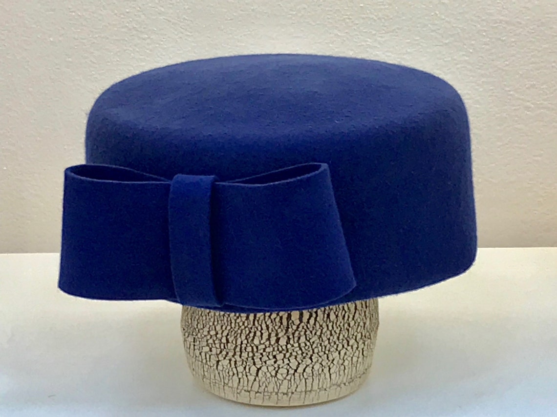 Kate Middleton Royal Blue Pillbox Hat/ Mrs Maisel Hat/ Formal Winter
