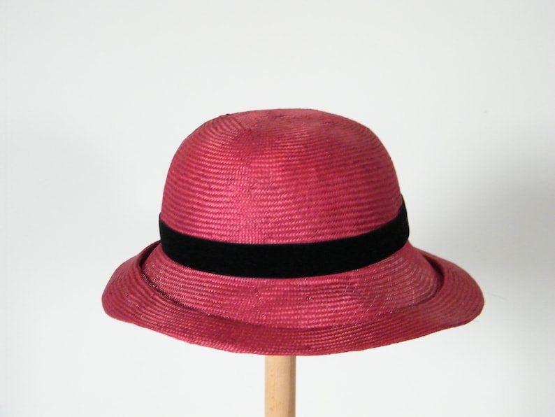 red parasisal hat for women dressy summer hat straw cloche hat ladies formal hat elegant summer hat Miss Fisher hat formal hat USA
