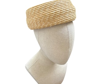 Jackie Style Natural Straw Pillbox Hat – Formal Summer Headwear
