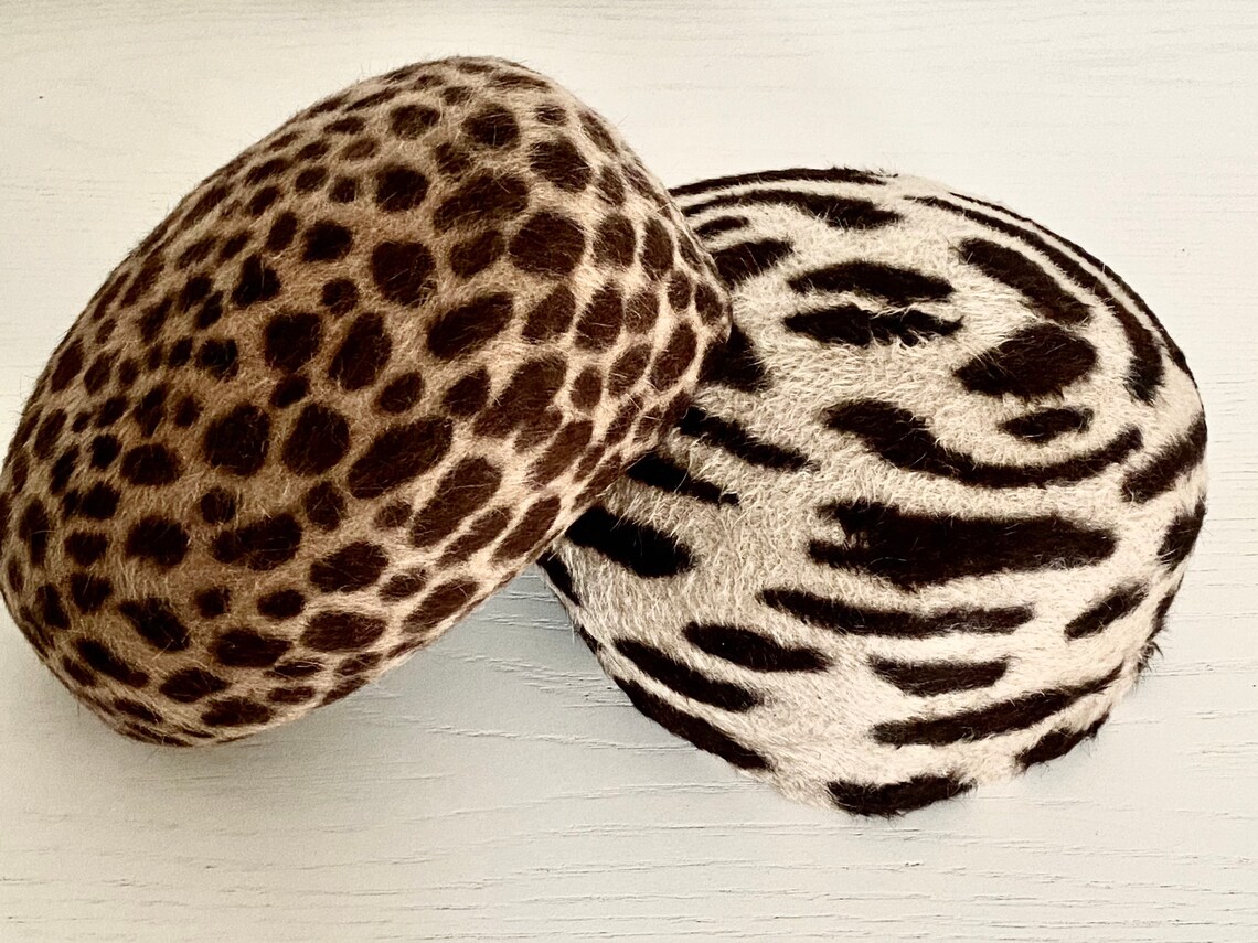 Zebra Pillbox Hat Leopard Print Felt Hat Animal Print Winter Etsy