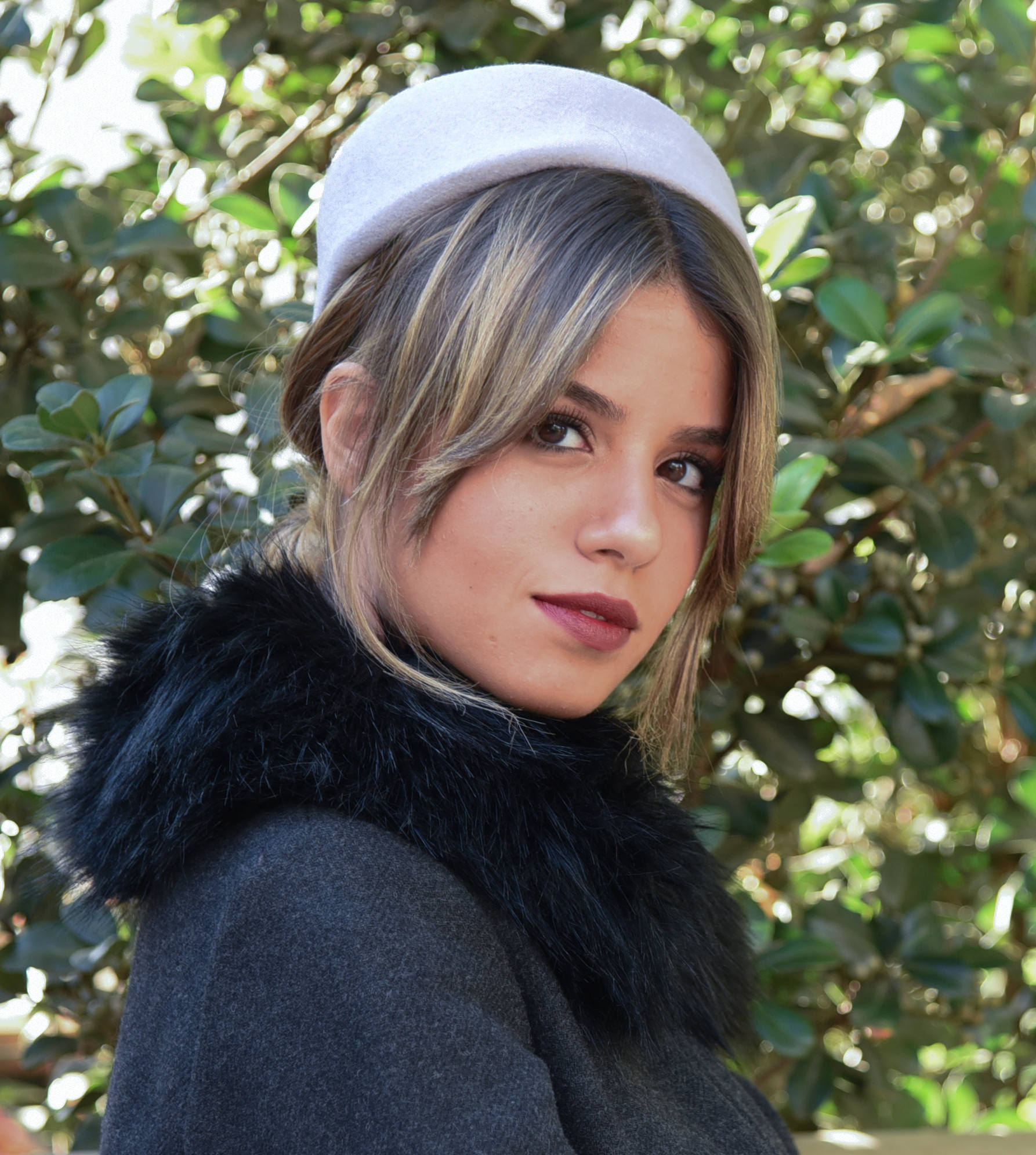 Formal Winter Hat/ Grey Pillbox Hat 
