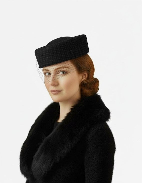 Black Veiled Pillbox Hat - Women Accessories Audhol Soft Lace Veils Hats For Women Fascinators Womens  main image 2