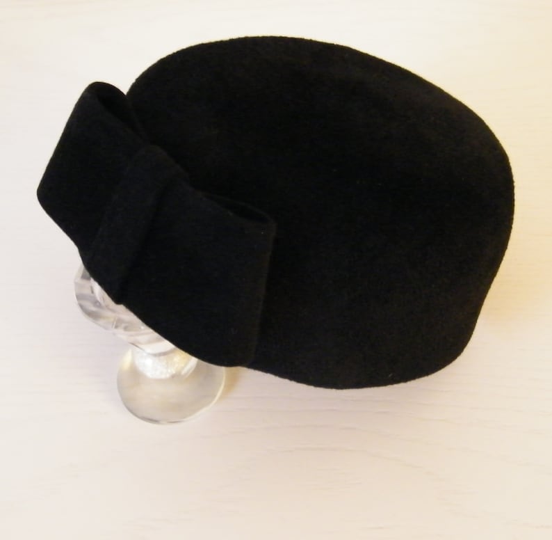 Black pillbox hat winter pillbox 50s hat occasion hat for Etsy