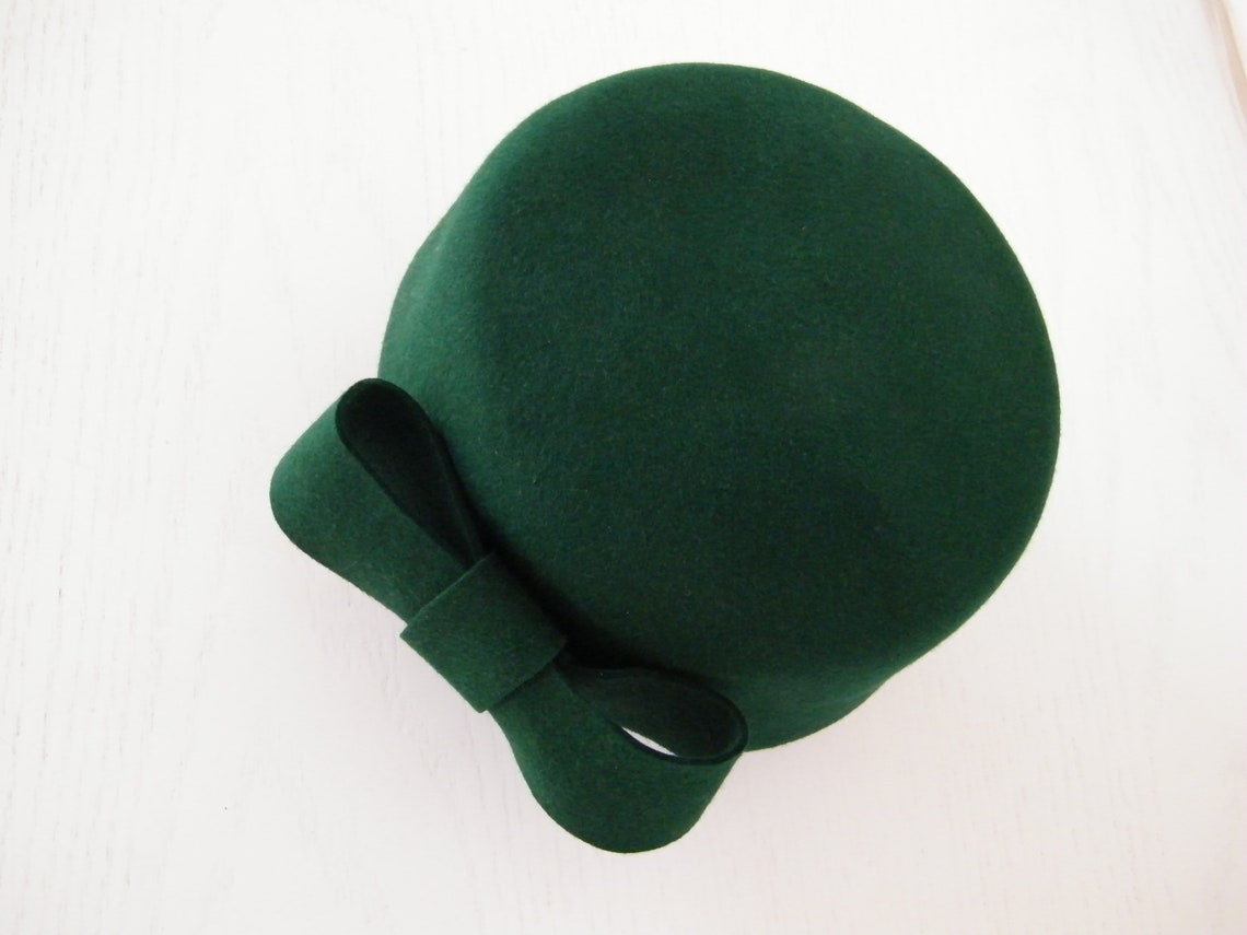 Green Pillbox Hat/ Winter Pillbox Hat/ Jackie Hat/ Occasion Etsy