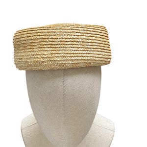 50s style straw pillbox hat/ Jackie style formal  summer hat