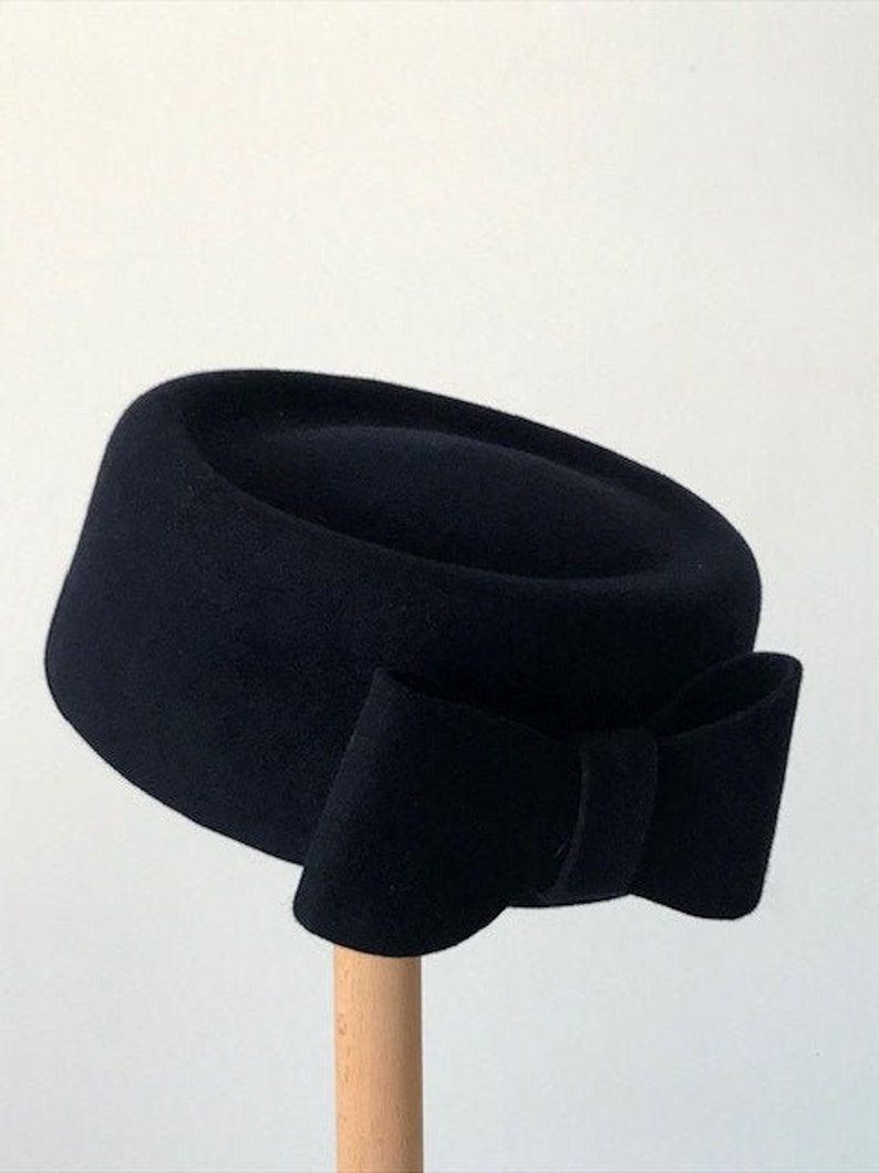 Black Felt Pillbox Hat/ Winter Hat for Women/ Funeral Hat/ Etsy UK