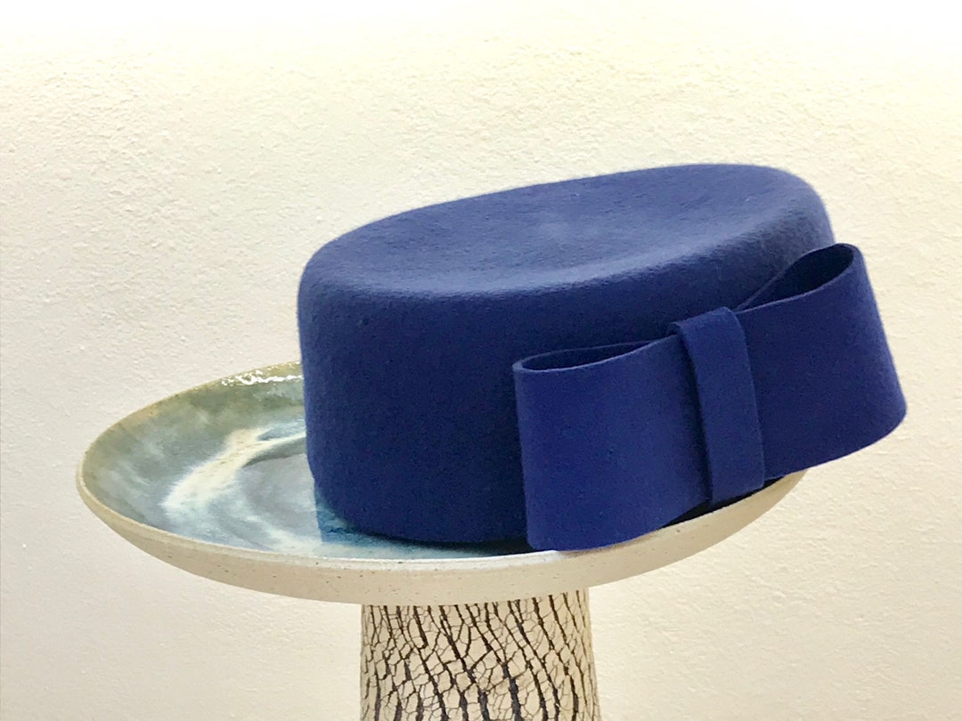 Kate Middleton Royal Blue Pillbox Hat/ Mrs Maisel Hat/ Formal Winter