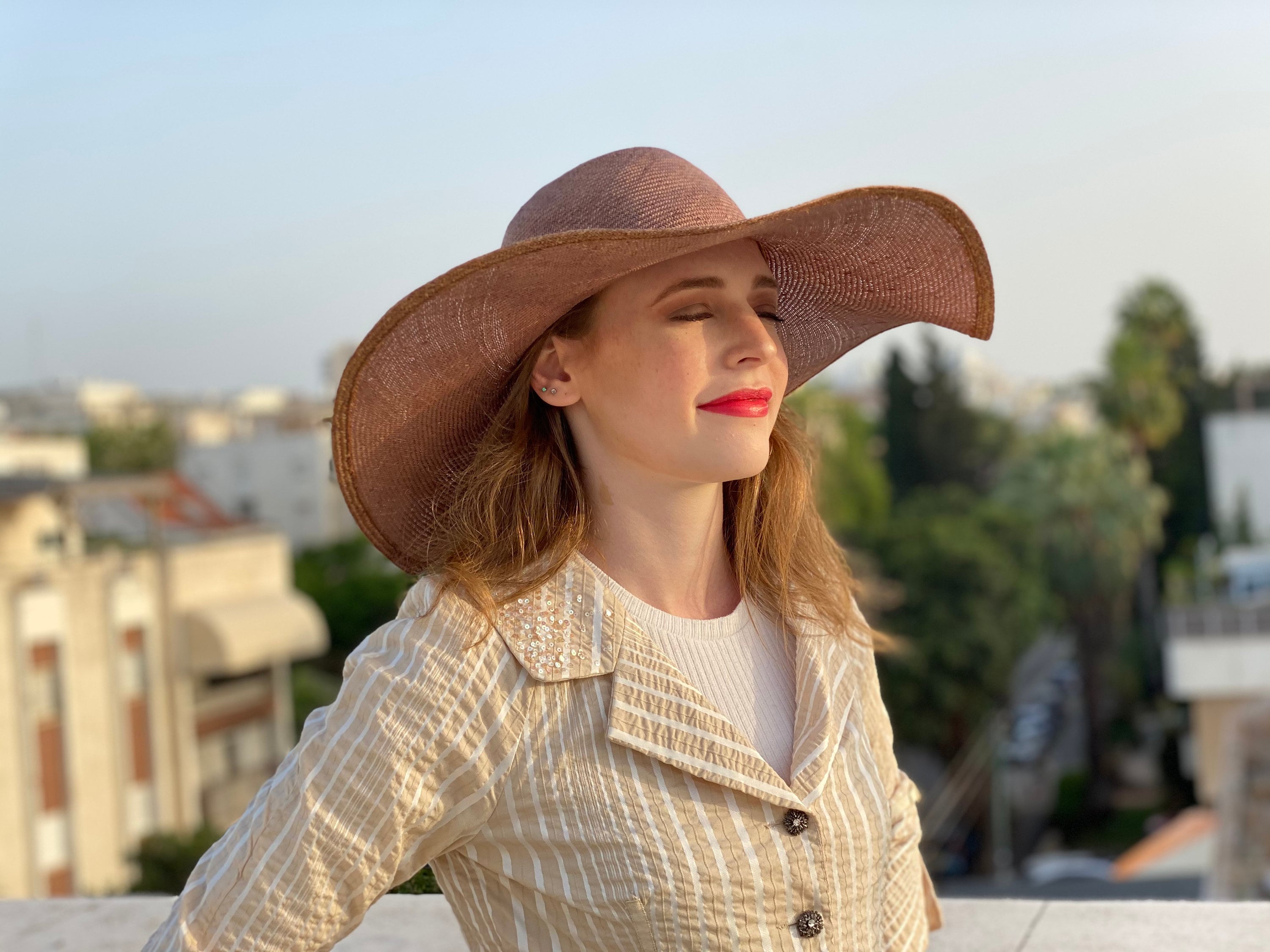 Light Brown Summer Hat Wide Brim Hat 