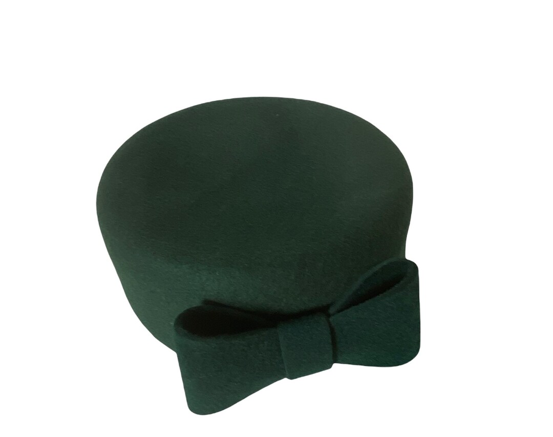 Green Pillbox Hat/ Winter Pillbox Hat/ Jackie Hat/ Occasion Hat UK