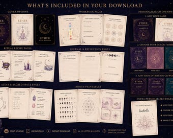 Ether Ritual Workbook | Moon Bath, Candle, Spiritual Bath Guide (Digital Download)