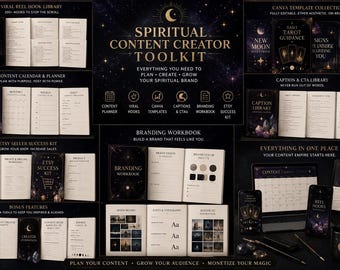 Spiritual Content Creator Toolkit | Canva Templates, Reel Hooks, Etsy Planner