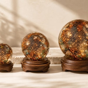 Handcrafted Crystal Sphere | Orgonite Sphere | Resin Crystal Ball | Meditation Decor | Spiritual Gift | Hall & Sand Celestial Sphere image 6
