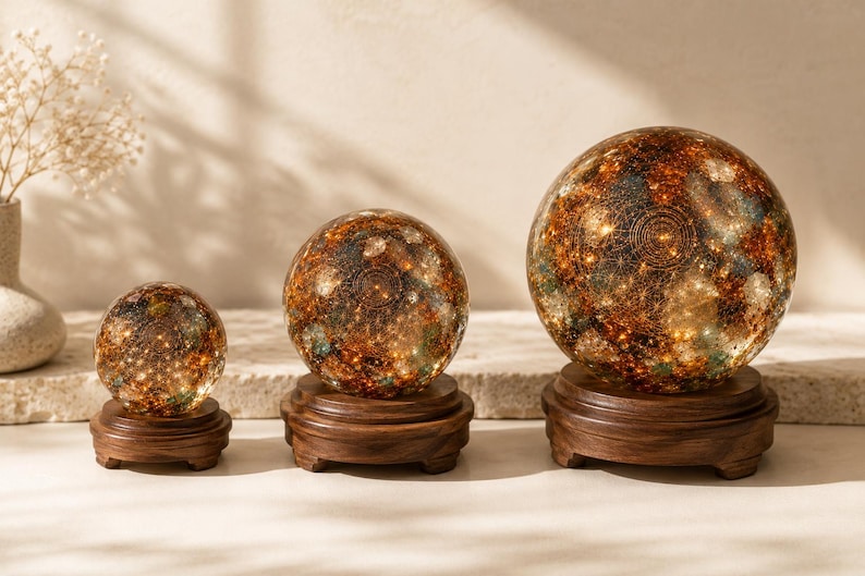 Handcrafted Crystal Sphere | Orgonite Sphere | Resin Crystal Ball | Meditation Decor | Spiritual Gift | Hall & Sand Celestial Sphere image 6